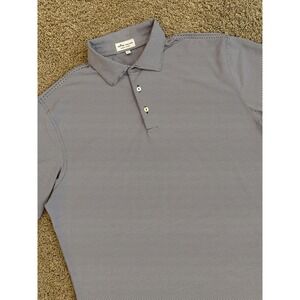 Peter Millar Summer Comfort Men's Polo Navy Blue ‎ White Stripes Size Large